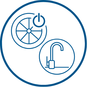 Turn off faucet and diposal icon